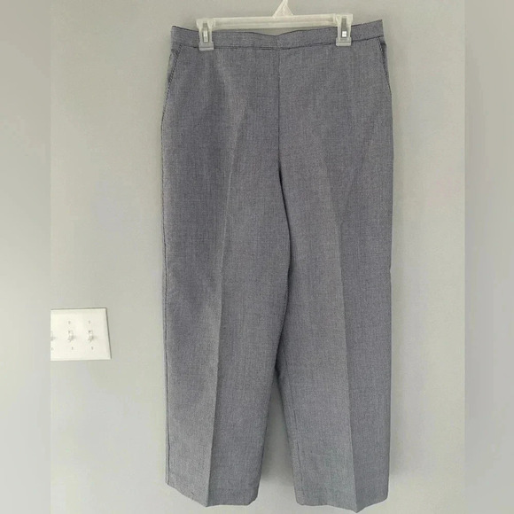 NEW Alfred Dunner Cote D'Azur Womens Sz 10 Elastic Waist Pants Blue Houndstooth - Picture 1 of 6